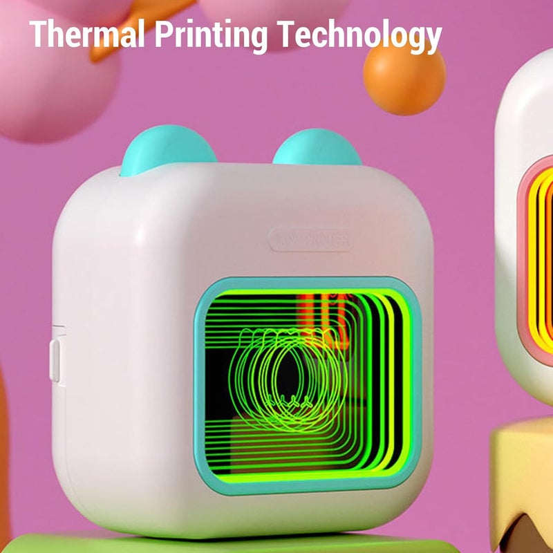 Thermal Label Printer, Mini Portable Inkless Printer with Bluetooth Connection & 7 Color Breathing Lights, Wireless Rechargeable Printing Devices for School Home Office - Image 3