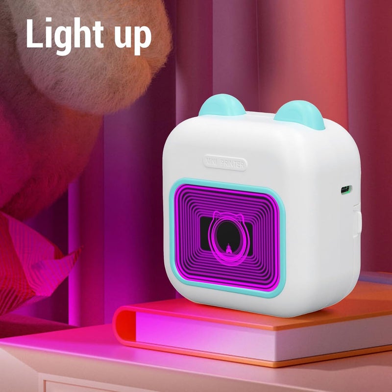 Thermal Label Printer, Mini Portable Inkless Printer with Bluetooth Connection & 7 Color Breathing Lights, Wireless Rechargeable Printing Devices for School Home Office - Image 4