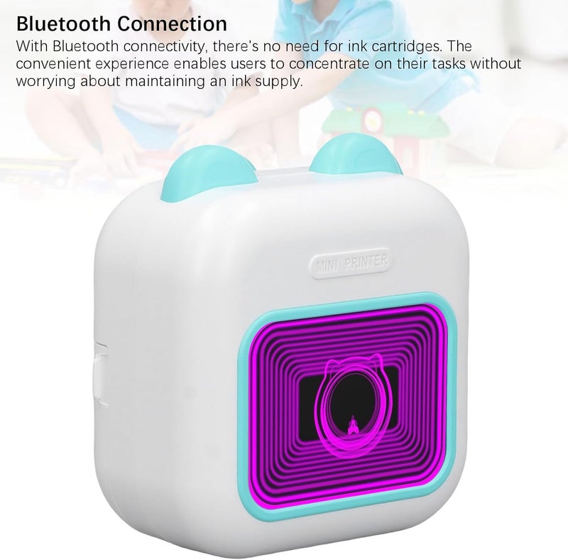 Thermal Label Printer, Mini Portable Inkless Printer with Bluetooth Connection & 7 Color Breathing Lights, Wireless Rechargeable Printing Devices for School Home Office - Image 5