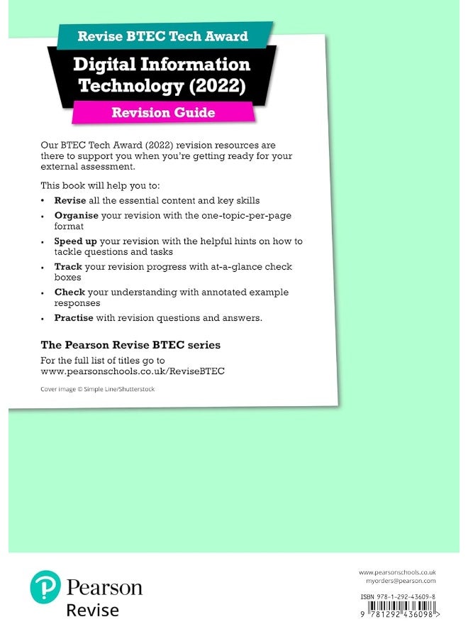 Pearson REVISE BTEC 2022 Tech Award Digital Information Technology Revision Guide inc online edition - for 2026, 2027 exams (Pearson Revise) - Image 2