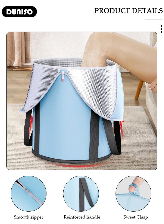 DUNISO Collapsible Foot Bath Basin with Storage Bag, Portable Foot Soak Tub with Handles, Folding Foot Tub for Soaking Feet, Pedicure Foot Spa Bucket for Relieving Fatigue And Body Stress, Multifunctional Bucket with Zip for Travel, Camping Washing - Image 2