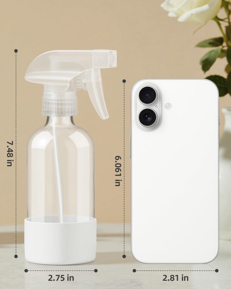 Worldgsb 2 Pack Glass Spray Bottles 8 oz, Empty Refillable Containers with Silicone Sleeve Protection, Glass Spray Bottles for Cleaning Solutions, Hair and Plants with Adjustable Nozzles White - Image 2
