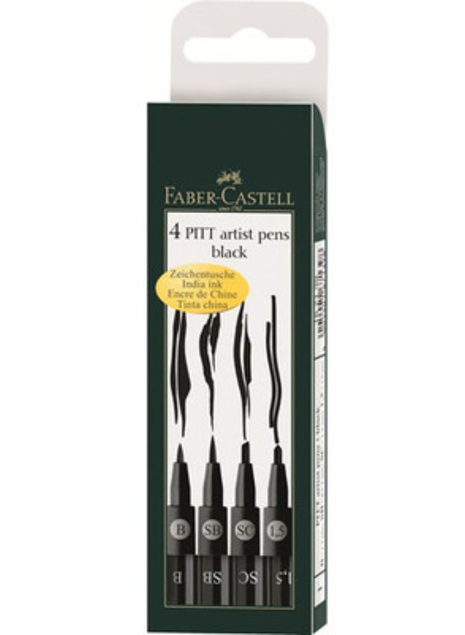 FABER-CASTELL India ink Pitt Artist Pen Black Broad W of 4 - Image 1