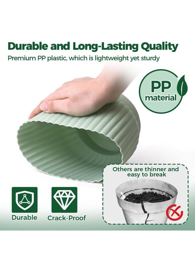 T4U 7 Inch Self Watering Pots for Indoor Plants, 4 Pack Green Plastic Flower Pots for All House Plants, Flowers, African Violets - Image 5
