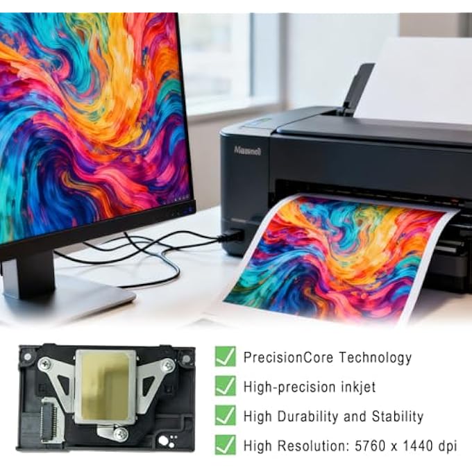 استبدال رأس الطباعة L800 لطابعات إبسون L800/L805 - رأس طباعة نفاثة عالية الدقة بـ 6 ألوان - Image 2