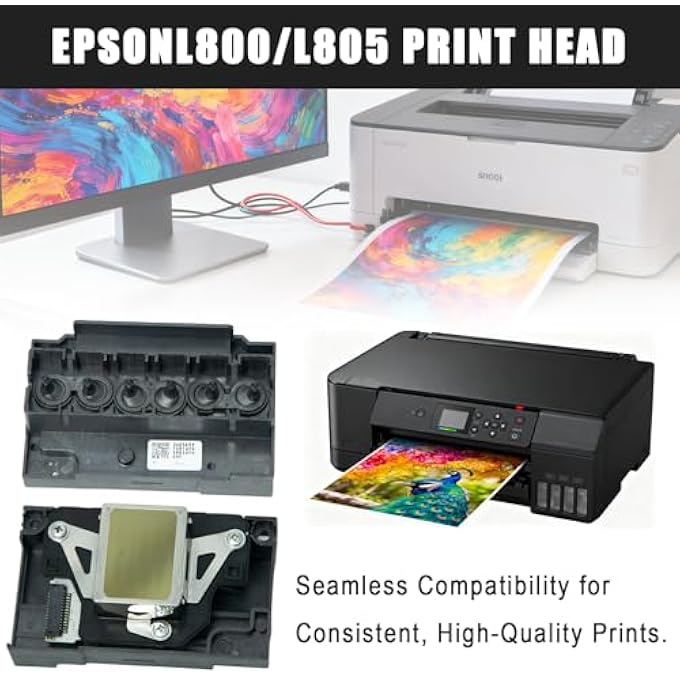 استبدال رأس الطباعة L800 لطابعات إبسون L800/L805 - رأس طباعة نفاثة عالية الدقة بـ 6 ألوان - Image 3