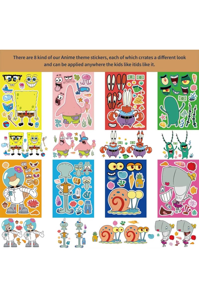 set SpongeBob SquarePants Puzzle Stickers Cartoon Sticker Decoration Baby Interaction Toy Children's