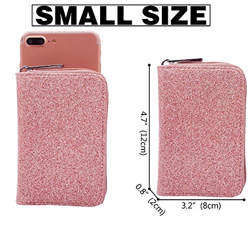 Easyoulife Genuine Leather Credit Card Holder Zipper Wallet With 26 Card Slots(Glitter Light Purple) - Image 3