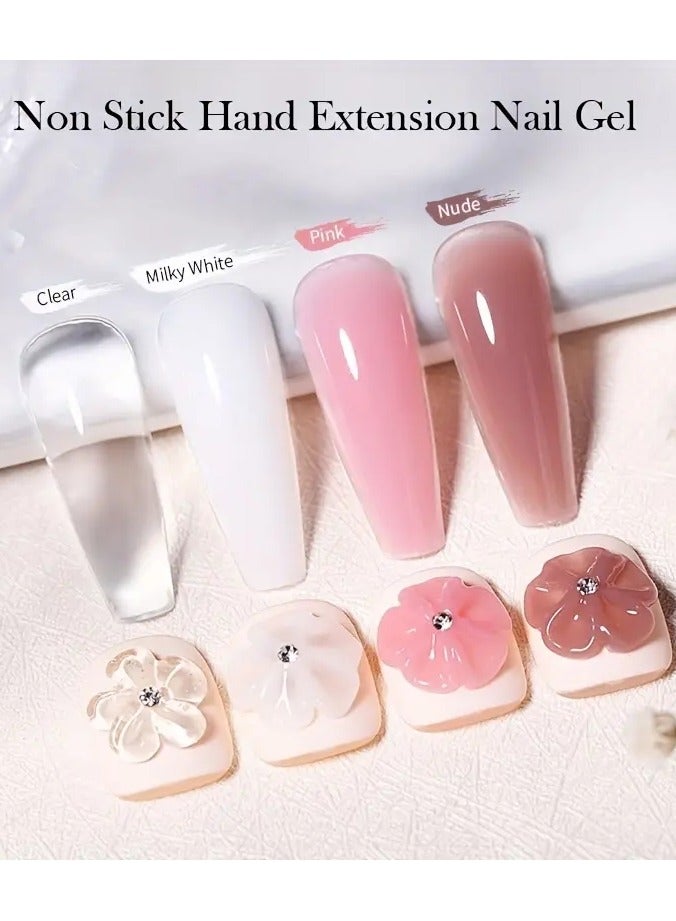 شايجاي 5 مل غير لاصقة اليد الصلبة تمديد جيل الأظافر-شفاف ، عارية ، حجر الراين جل الغراء لسهولة التطبيق - Image 3