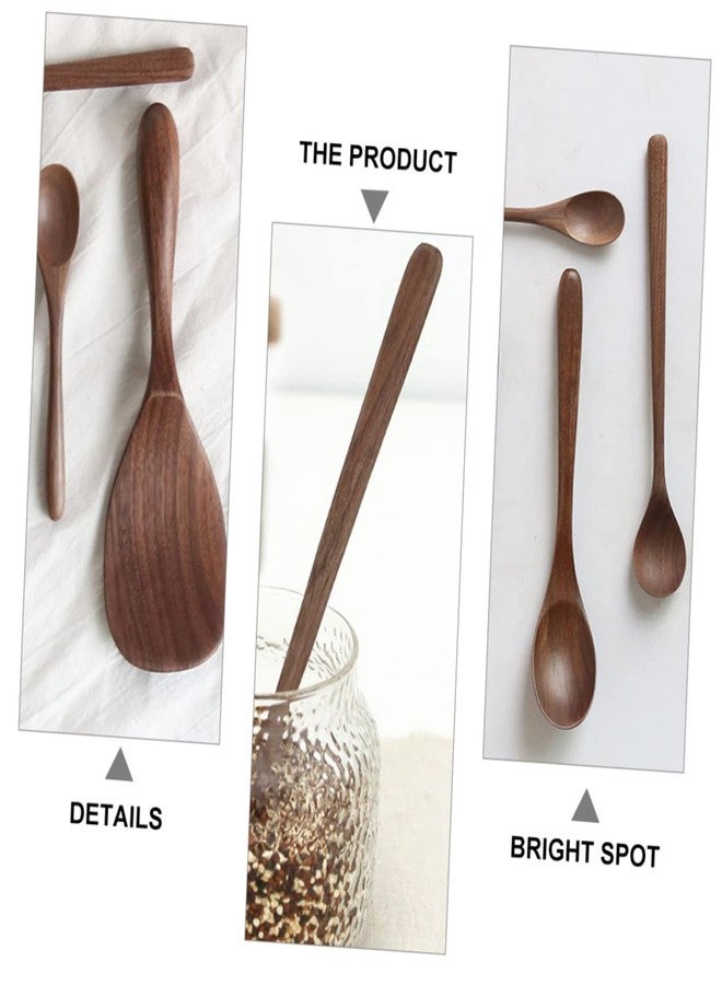 SHOWERORO Walnut Utensil Set Kitchen Cooking Spoons Flatware Wooden Rice Scoop Japanese Style Black Walnut Cooking Utensils 7.79 Inch - Image 5