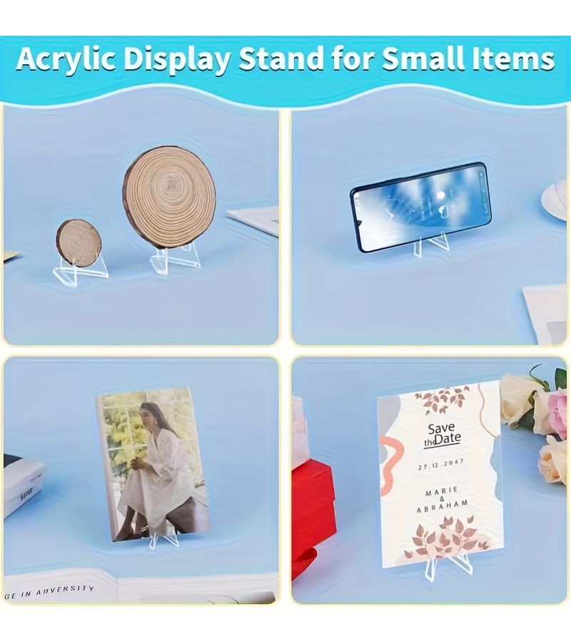 13pcs Clear Acrylic Easel Stands Heavy Duty Mini Display Holders - Image 2