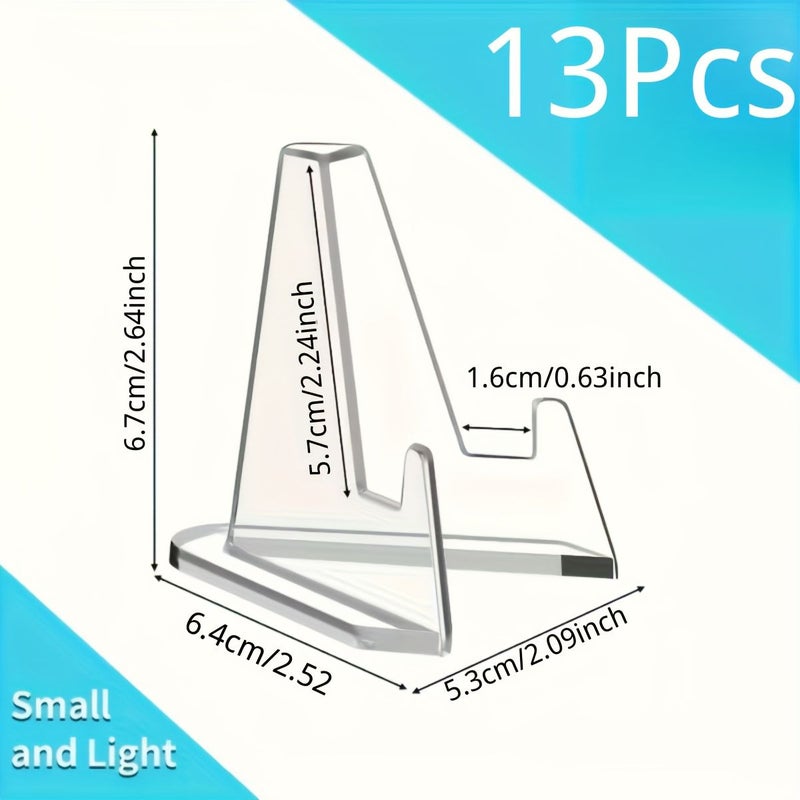 13pcs Clear Acrylic Easel Stands Heavy Duty Mini Display Holders - Image 1
