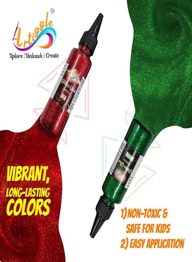 Artiggle Glitter Glue Non-Toxic for Art and Craft Decoration (4 Bottle) (40ML) | Sparkle Glue | Glue For Ganpati Decoration | Chamki Colors | Classic Colors - Image 4