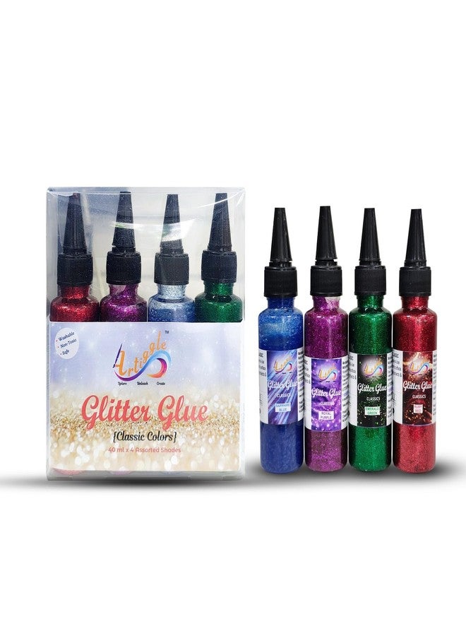 Artiggle Glitter Glue Non-Toxic for Art and Craft Decoration (4 Bottle) (40ML) | Sparkle Glue | Glue For Ganpati Decoration | Chamki Colors | Classic Colors - Image 5