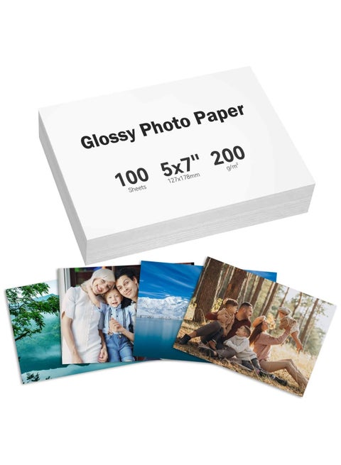 17.8 cm Cast Coated Photo Paper for Photograph Printer 5x7 inch | 127 x 178mm | White Glossy |100 sheets