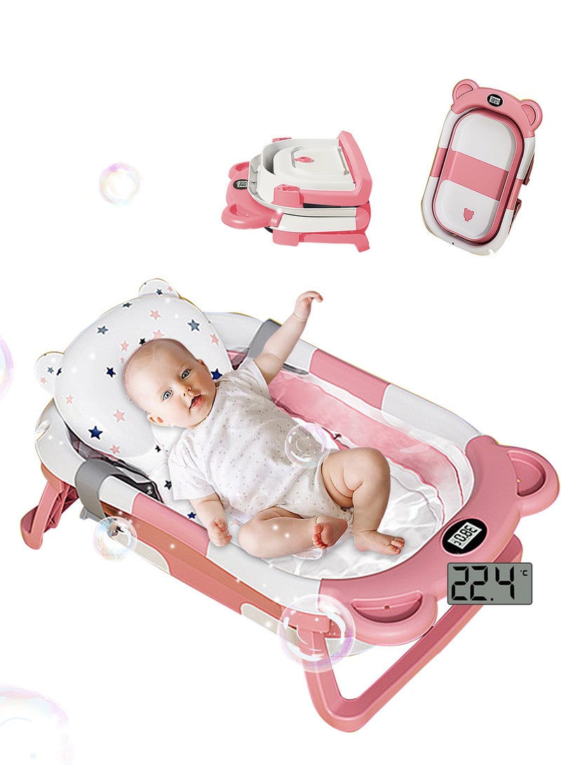 ما بيبي أحواض استحمام للأطفال سميكة وقابلة للطي حوض استحمام حساس للحرارة مع قاعدة مانعة للانزلاق للأطفال حديثي الولادة حتى سن المشي - Image 1