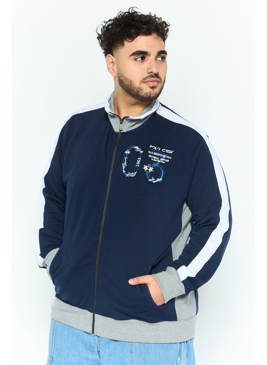 La Martina Men Mock Neck Long Sleeves Embroidered Sweatshirt, Navy  - Image 1