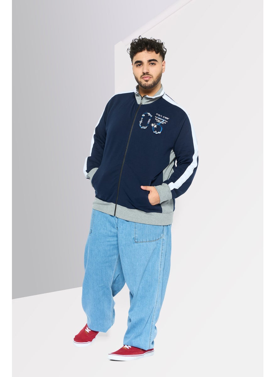 La Martina Men Mock Neck Long Sleeves Embroidered Sweatshirt, Navy  - Image 2