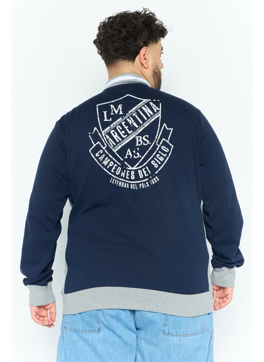 La Martina Men Mock Neck Long Sleeves Embroidered Sweatshirt, Navy  - Image 4