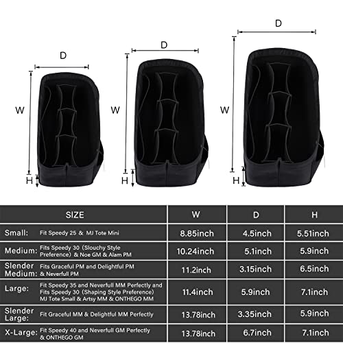 ZTUJO Purse Organizer Insert Felt Bag Organizer For Handbag Purse Organizer13 Colors 6 Size Medium Silky Black - Image 3
