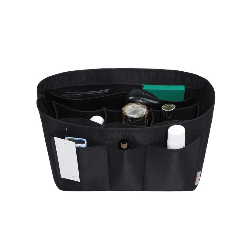 ZTUJO Purse Organizer Insert Felt Bag Organizer For Handbag Purse Organizer13 Colors 6 Size Medium Silky Black - Image 2