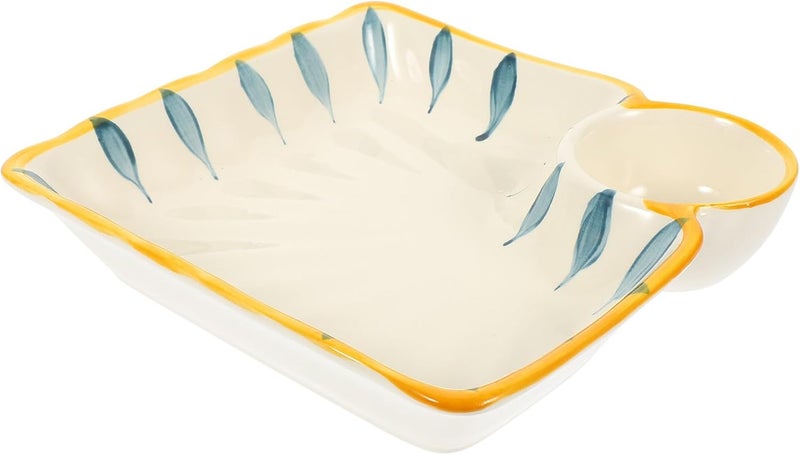 Square Sushi Plates and Ceramic Dumpling Tray, Blue Stripe Porcelain Food Dipping Dish, Japanese Style Serving Plate for Sushi and Dumplings in Kitchen and Dining - Image 1