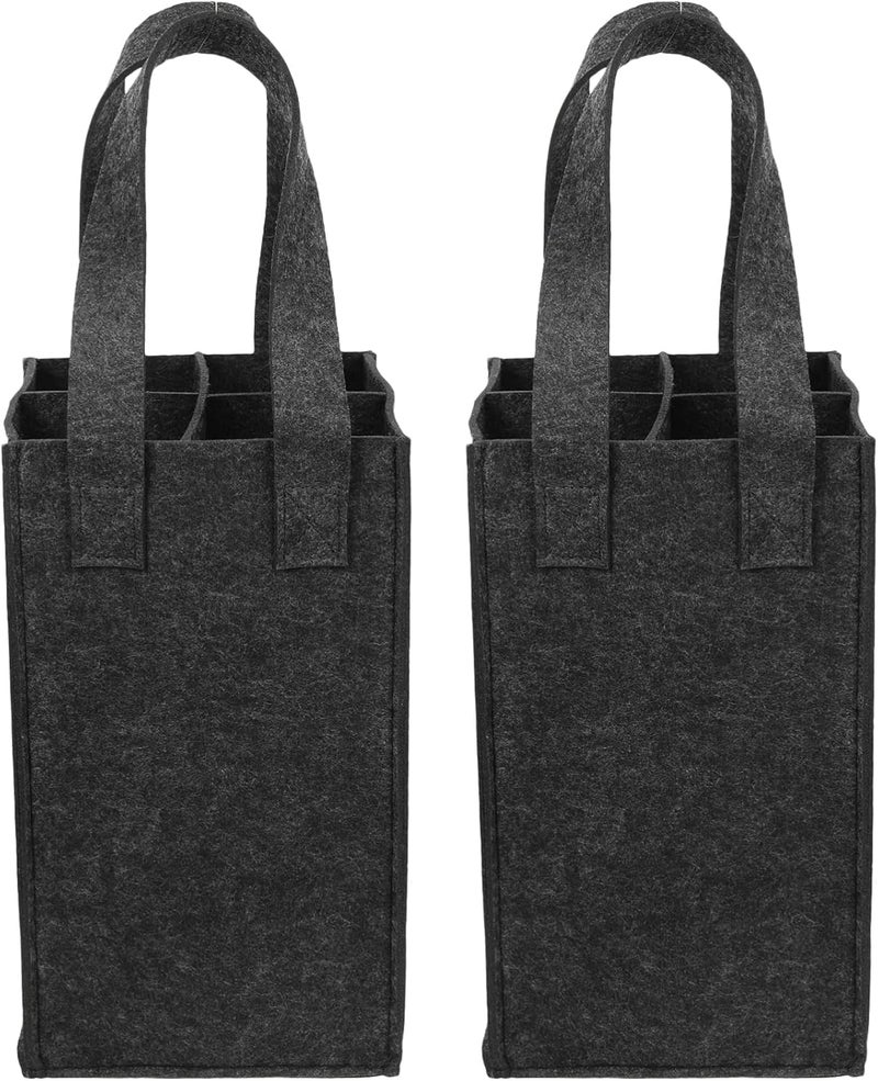 Wine Bottles Wine Cooler Bag 2Pcs 4 Bottle Wine Carrier with Divider Felt Champagne Storage Tote Bag Reusable Wine Bottle Storage Pouch Wine Holder (Dark Grey) Wine Bottles Wine Cooler Bag - Image 1