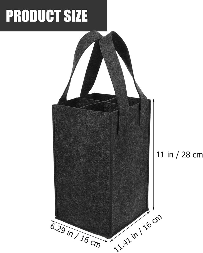 Wine Bottles Wine Cooler Bag 2Pcs 4 Bottle Wine Carrier with Divider Felt Champagne Storage Tote Bag Reusable Wine Bottle Storage Pouch Wine Holder (Dark Grey) Wine Bottles Wine Cooler Bag - Image 4
