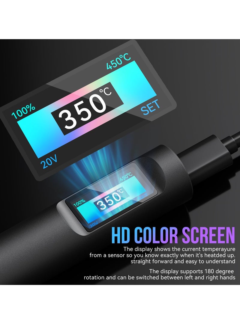 Barakah Soldering Iron Soldering Tool Hd Color Display Temperature Control Accurate 392°F-842°F Smart Mini Portable Soldering Iron Usb Soldering Iron Fast Heating With 2 charging cords. - Image 2