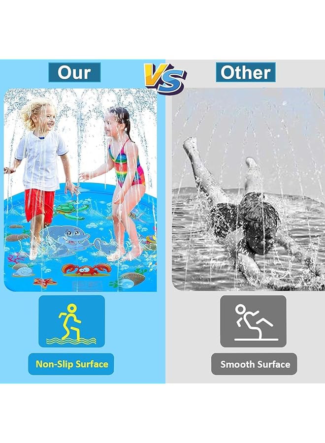 KASTWAVE Splash Pad 67In Anti Slip Dog Pool Splash Pad For Dogs Kids 0.55Mm Thickened Durable Bath Pool Pet Summer Outdoor Water Toys Backyard Fountain Play Mat Colorful - Image 3