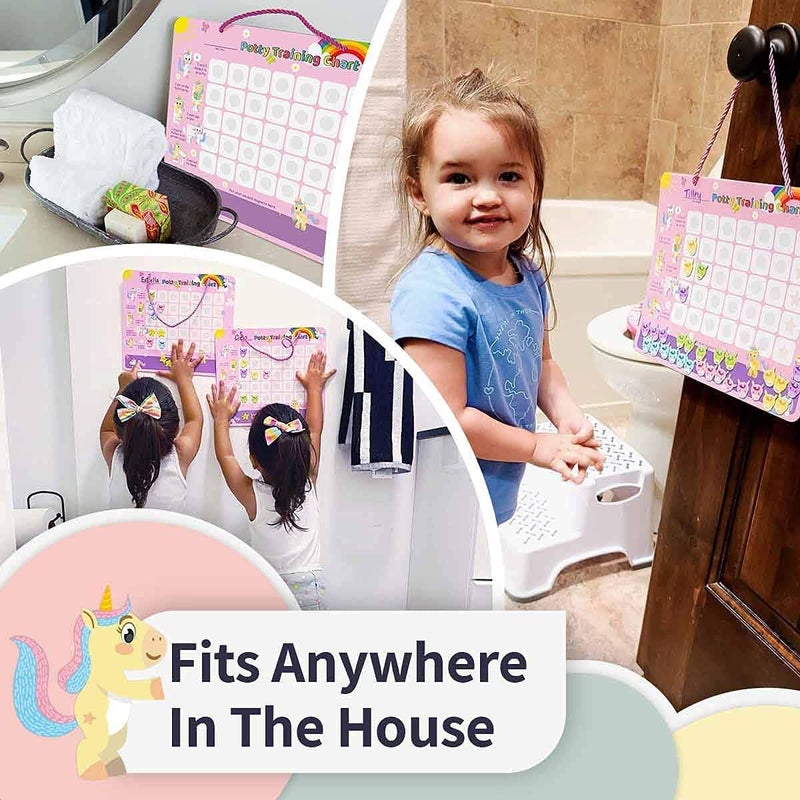 Putska Potty Training Chart with 35 Magnetic Unicorn & Star Stickers, 3 Reminder Stickers and Crown for Toddlers Girls - Potty Training Rewards for Kids - Unicorn - Image 4