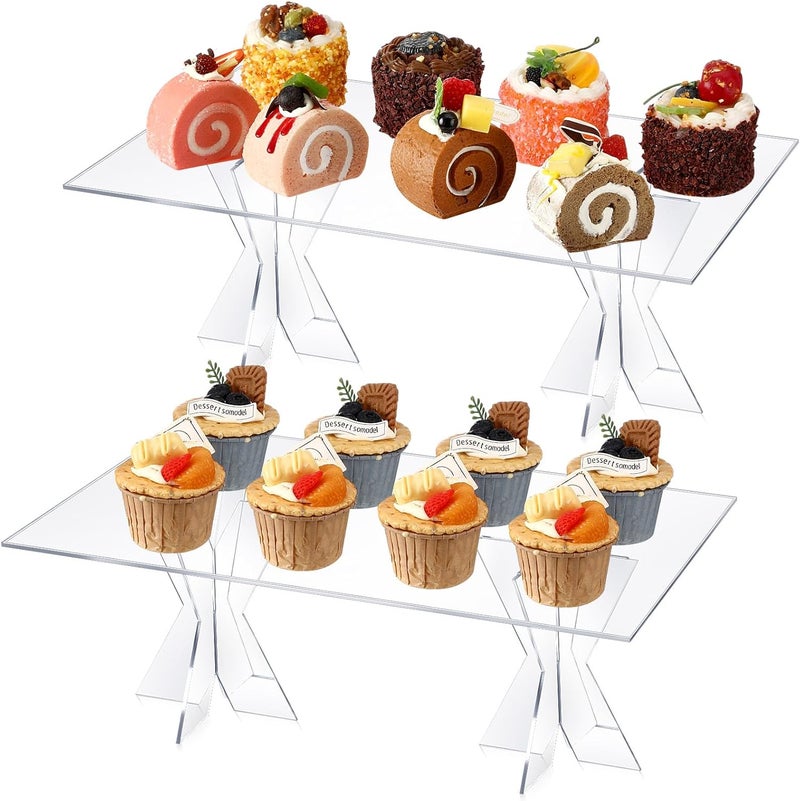 TPGP Colingmill 2 Pack Acrylic Dessert Display Stand Set - 16x10" Buffet Riser for Cupcakes and Treats - Image 1