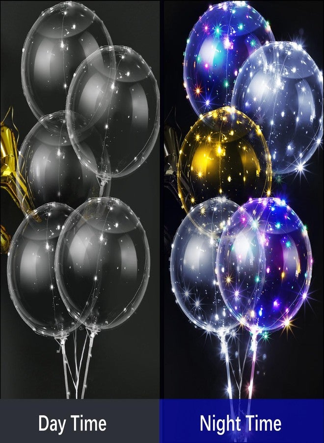 Vinsot 30 Pack LED Bobo Balloons Light Up Balloons Clear Helium Bubble Bobo Glow with String Lights for Parties Birthday Wedding Decoration(Multi Color Lights 20 Inch, 30) - Image 3
