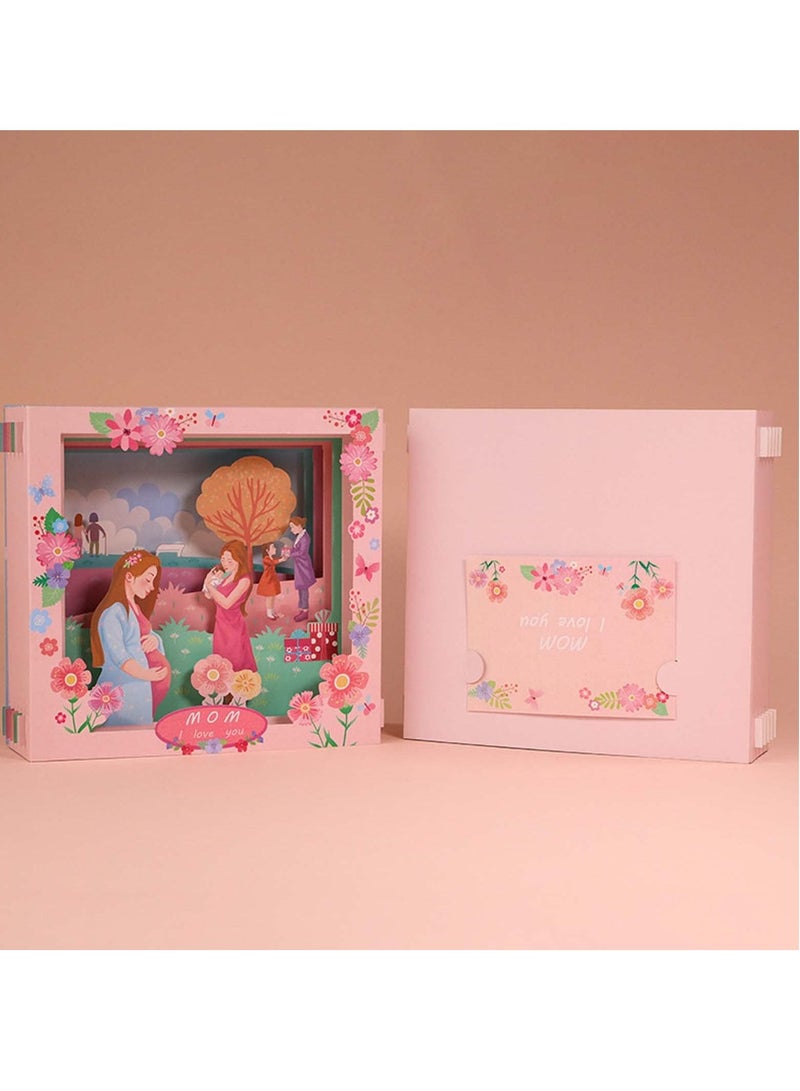 SYOSI 3D Greeting Card for Mother, Paper Carving 3D Greeting Cards, I love you Mom Paper Carved Box, Paper-Carved Greeting Card With Enveope for Mom for Special Occasions, Birthdays, Mother's Day 6x6 Inch  - Image 5