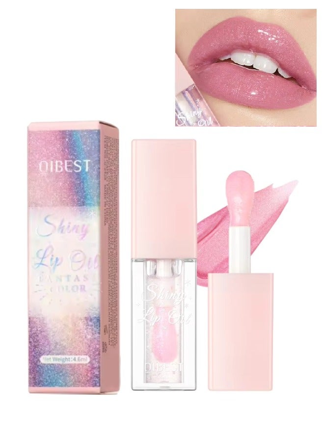 QiBest Shiny Lip Oil Lip Gloss Moisturizing Hydrating Nourishing Long Lasting Smooth Shiny Lip Gloss Lip Oil Color Changing Pearlized Lip Oil with Big Brush Head Shiny Lip Oil 01 - Image 1