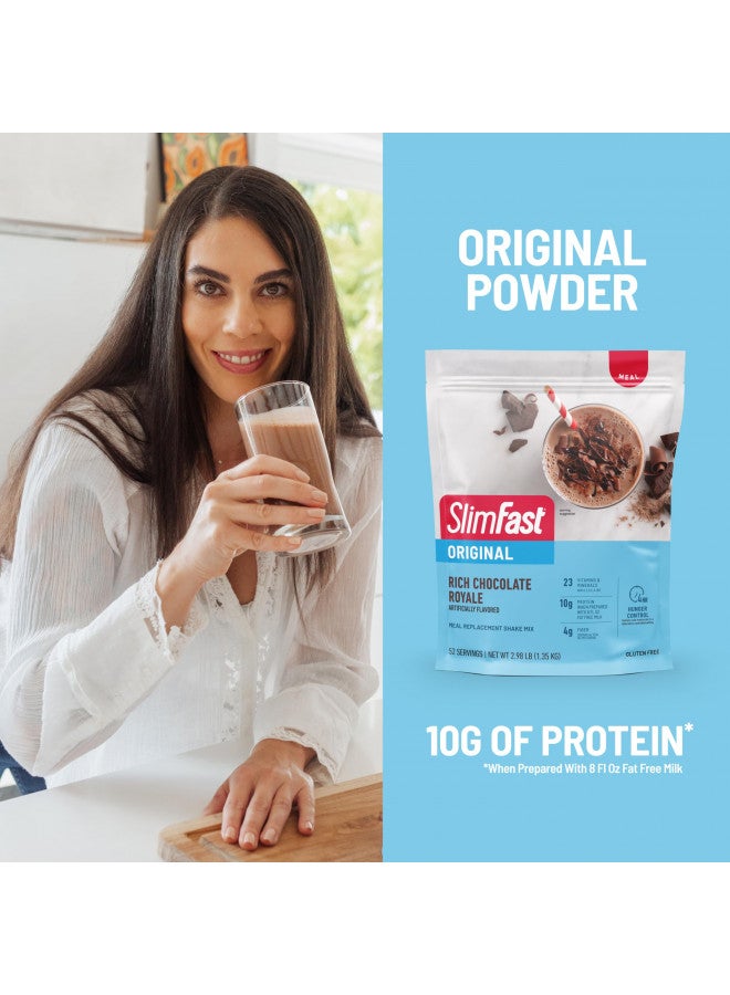 SlimFast SlimFast Meal Replacement Powder, Original Rich Chocolate Royale, Shake Mix, 10g of Protein, 52 Servings (Packaging May Vary) - Image 2