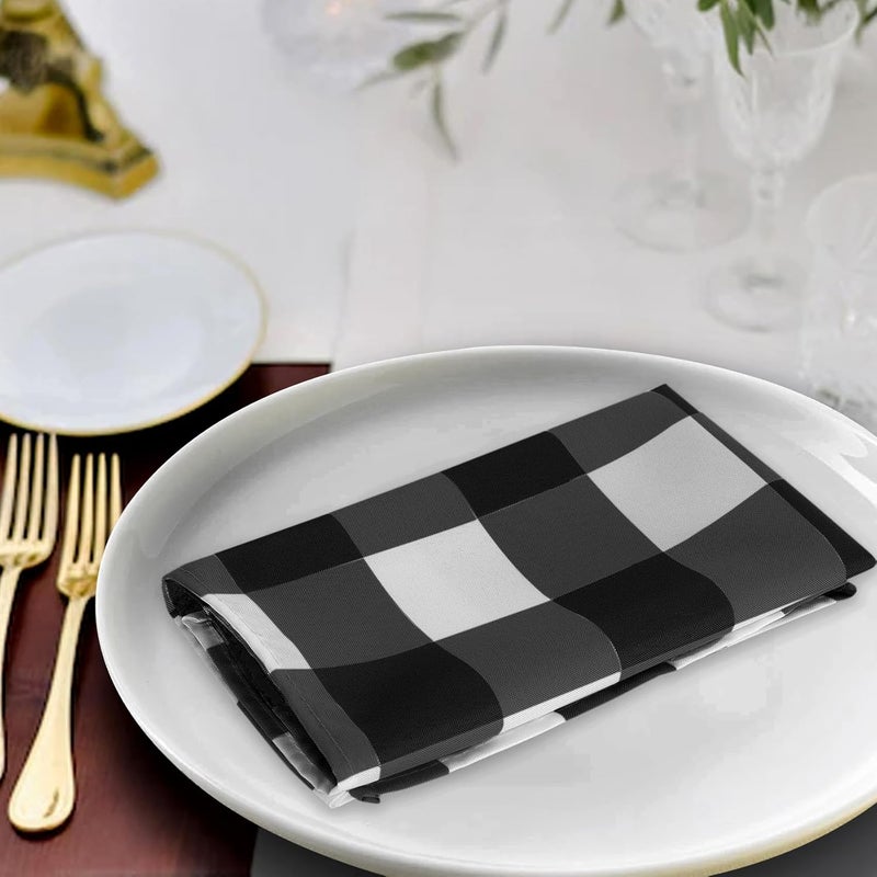 Cupuamon Buffalo Plaid Table Napkins Set of 12 Checkered Cloth Napkins 17x17 inch Washable Dinner Gingham Pattern Napkins Soft Napkins for Wedding Party Dining BanquetBlack and White - Image 5