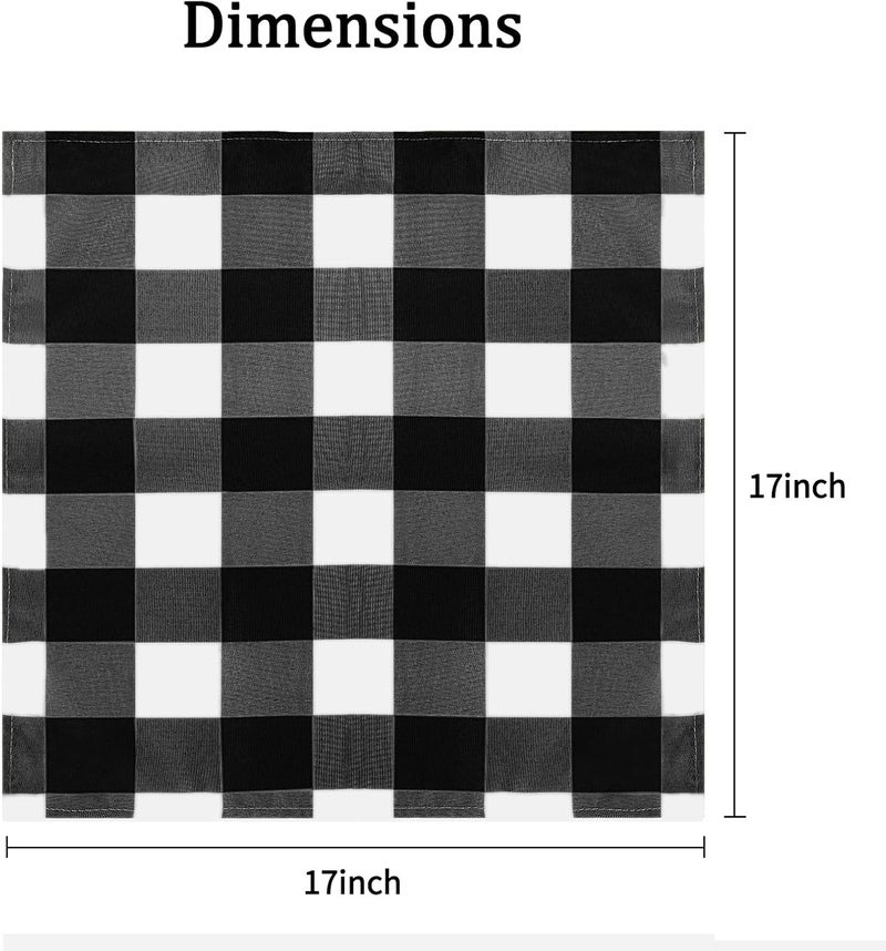 Cupuamon Buffalo Plaid Table Napkins Set of 12 Checkered Cloth Napkins 17x17 inch Washable Dinner Gingham Pattern Napkins Soft Napkins for Wedding Party Dining BanquetBlack and White - Image 2