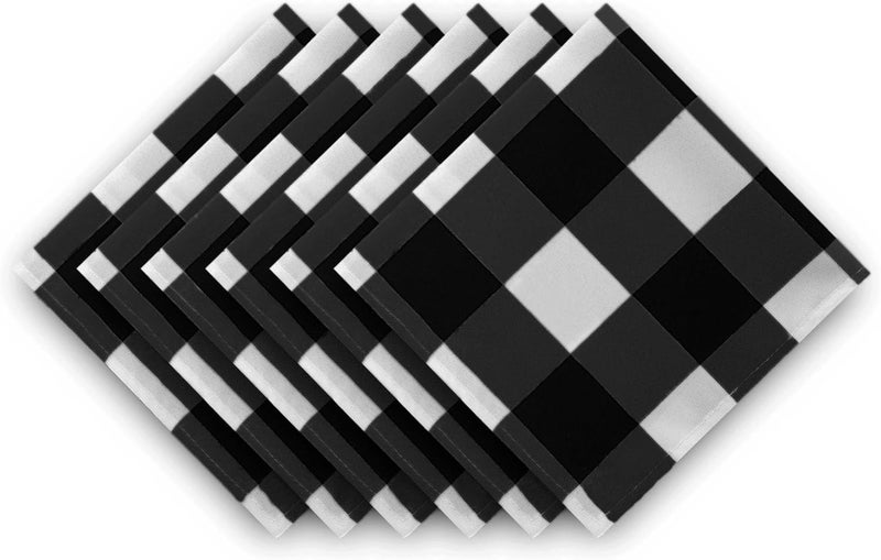 Cupuamon Buffalo Plaid Table Napkins Set of 12 Checkered Cloth Napkins 17x17 inch Washable Dinner Gingham Pattern Napkins Soft Napkins for Wedding Party Dining BanquetBlack and White - Image 4
