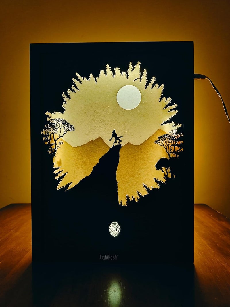 LightMask - Beyond Imagination صندوق ظل ثلاثي الأبعاد للذئب الأنمي 116x156 بوصة إطار صور LED مزين بفن الإضاءة السحرية ضوء الليل المضيء لوحة زخرفية مصباح فن الجدار - Image 1