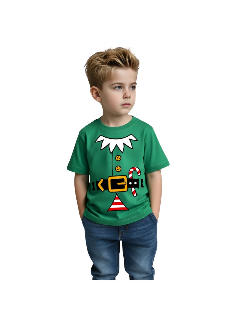 برينت شوب فور مي تي شيرت عيد الميلاد للأطفال الأولاد قزم - رقبة دائرية وأكمام قصيرة تي شيرت من القطن الناعم - مثالي لحفلات العطلات والتجمعات العائلية - Image 3