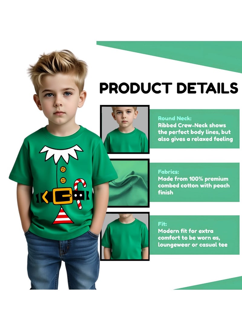برينت شوب فور مي تي شيرت عيد الميلاد للأطفال الأولاد قزم - رقبة دائرية وأكمام قصيرة تي شيرت من القطن الناعم - مثالي لحفلات العطلات والتجمعات العائلية - Image 4