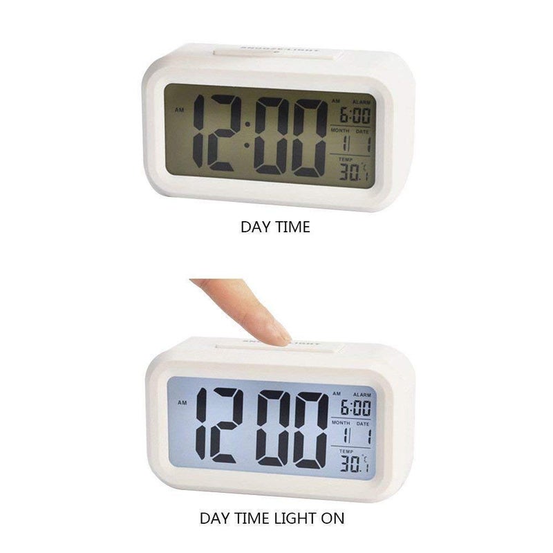 SKYLIT Plastic Table Desk Digital Smart Alarm Clock with Automatic Sensor Date and Temperature for Heavy Sleepers for Home for Students White - Image 5