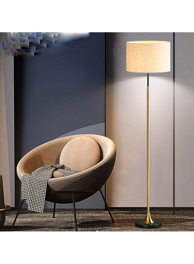 إيه تي إم مصباح أرضي نحاسي عتيق مصباح أرضي غطاء كتان لغرفة المعيشة مصابيح قائمة لغرفة النوم بجانب السرير ديكور منزلي - Image 2