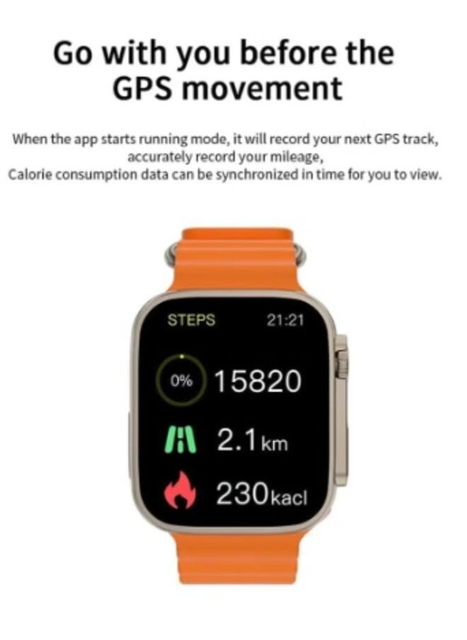 W&O - Smart Watch X9+ Plus Ultra Series 8 (2023) Smart Watch 2.08 Inch IPS display NFC Bluetooth V5 Call Waterproof IP67 Wireless Charger (gold) - Image 1