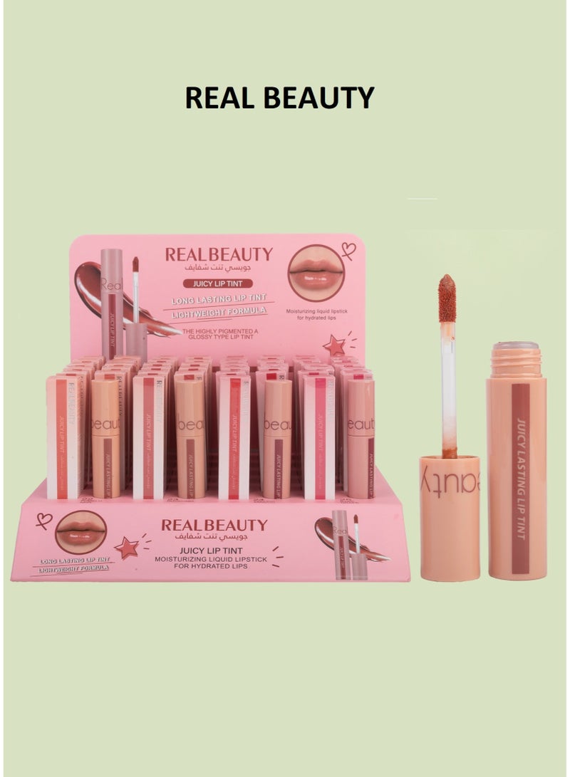 ريال بيوتي جديد ٤ قطع تنت شفاة بالوان مختلفة تدوم طويلا بتركيبة خفيفة الوزن