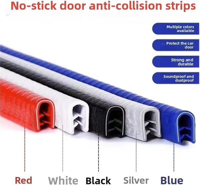 Car Door Edge Guards 10M Universal Car Door Protector Sticker Door Edge Scratch Protector Strip Rubber Seal U Shape Car Edge Strip(Blue 10M) - Image 2
