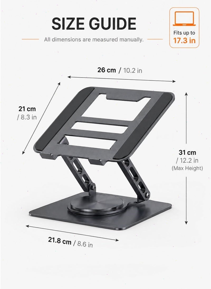 Adjustable Laptop Stand for Desk with 360° Rotating Base, Ventilated Cooling Notebook Stand, Lightweight Computer Holder for Home Office Travel. - Image 2