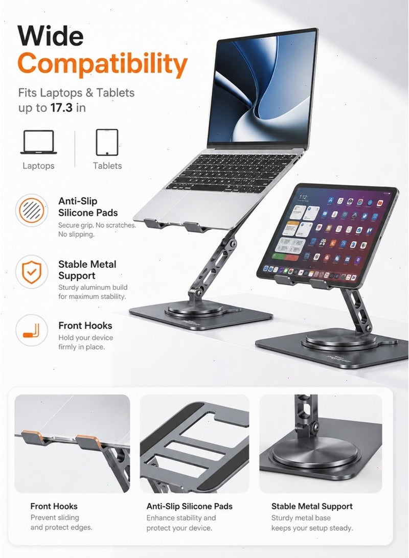 Adjustable Laptop Stand for Desk with 360° Rotating Base, Ventilated Cooling Notebook Stand, Lightweight Computer Holder for Home Office Travel. - Image 5