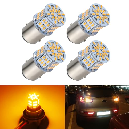 iFunyLED 4PCS 1157 LED Bulb Turn Signal Light 12V-24V Super Bright 2357 2057 7528 BAY15D LED Replacement Light Kit Set for Car Turn Signal Blinker Lights - Amber Yellow - Image 1